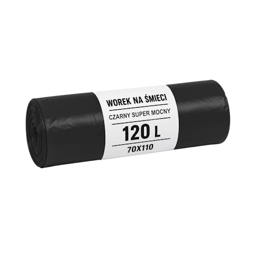 Sacchi per rifiuti 120 l 70 x 110 cm neri molto resistenti in rotolo (25 pz)
