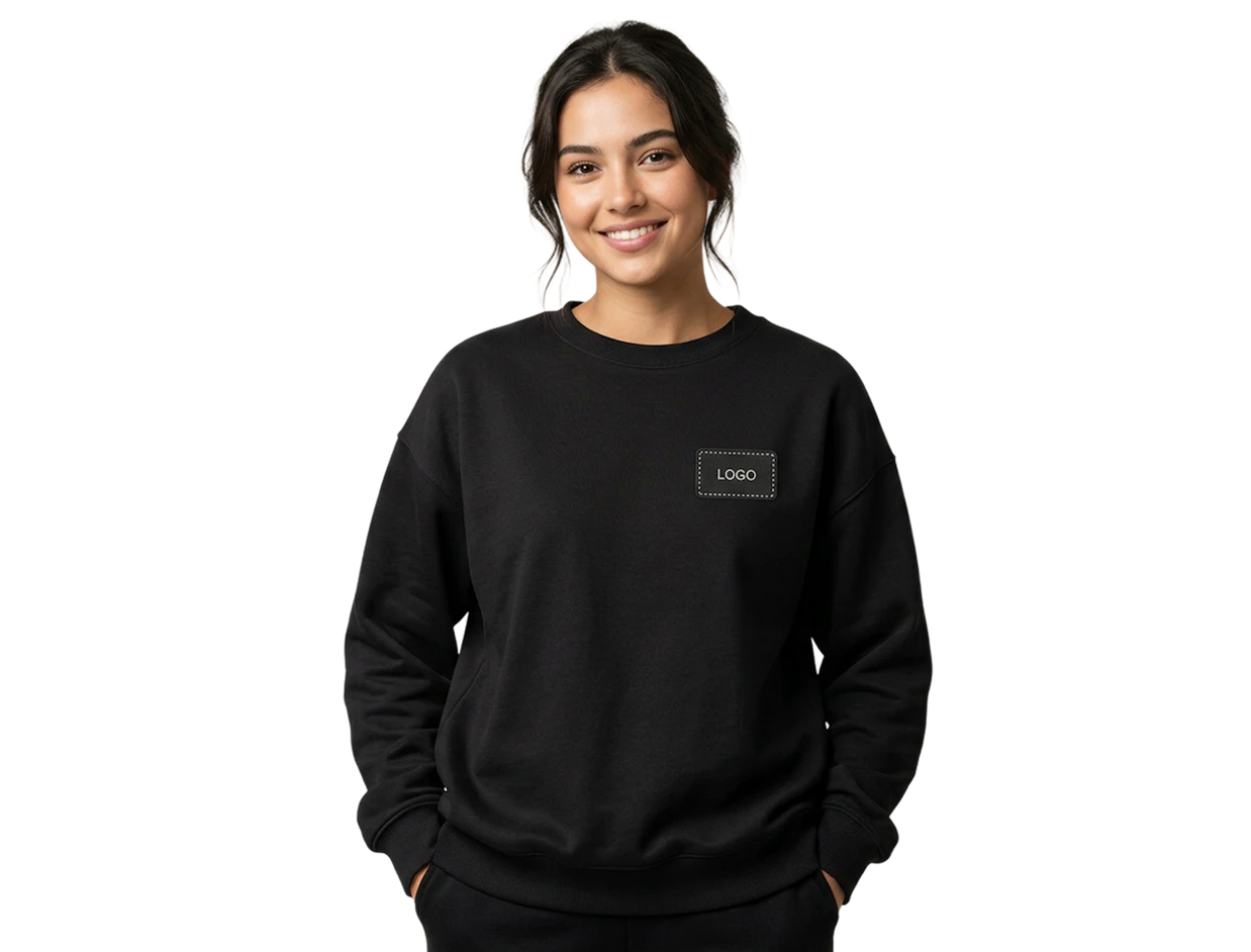 Sweat-shirt sans capuche unisexe en coton épais personnalisé 2