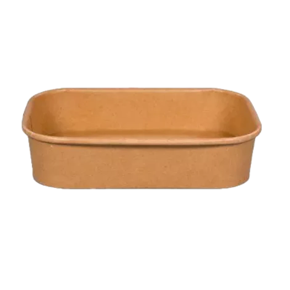 Paper salad container, rectangular,brown 500 ml 1