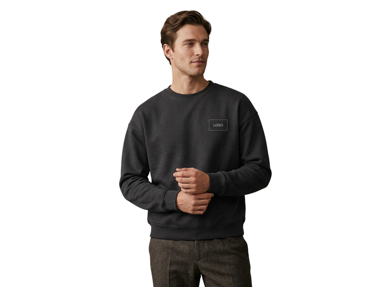 Sweat-shirt sans capuche unisexe en coton épais personnalisé 3