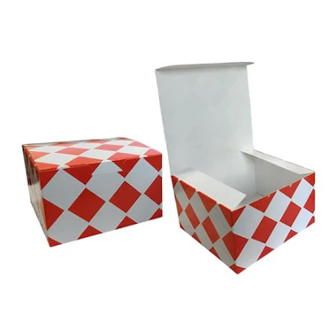 Hamburger box, red grid 130x130x80mm