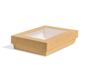 Caja de papel para llevar con ventana (kraft)