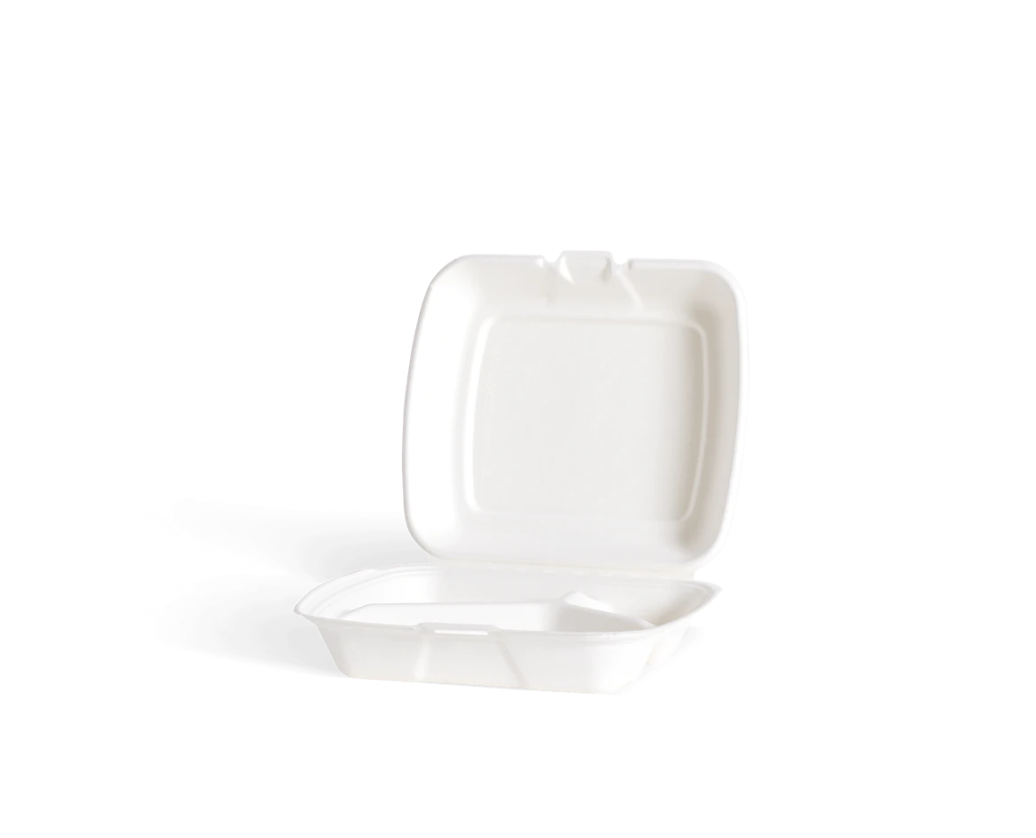Three section menubox, cane pulp 230x230x80 mm 1