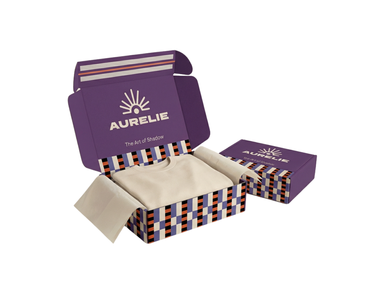 Caja de envío de ropa personalizable con tira adhesiva 1