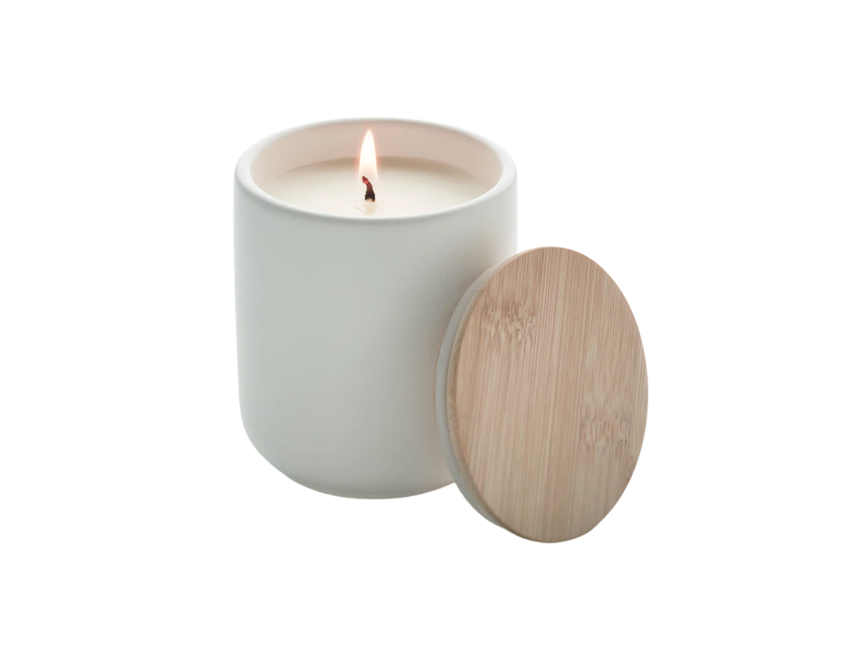 Individuelle Kerze aus pflanzlichem Wachs im Steinzeug 200 g 2