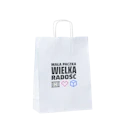 B66 Torba papierowa z uchwytem z nadrukiem - biała
