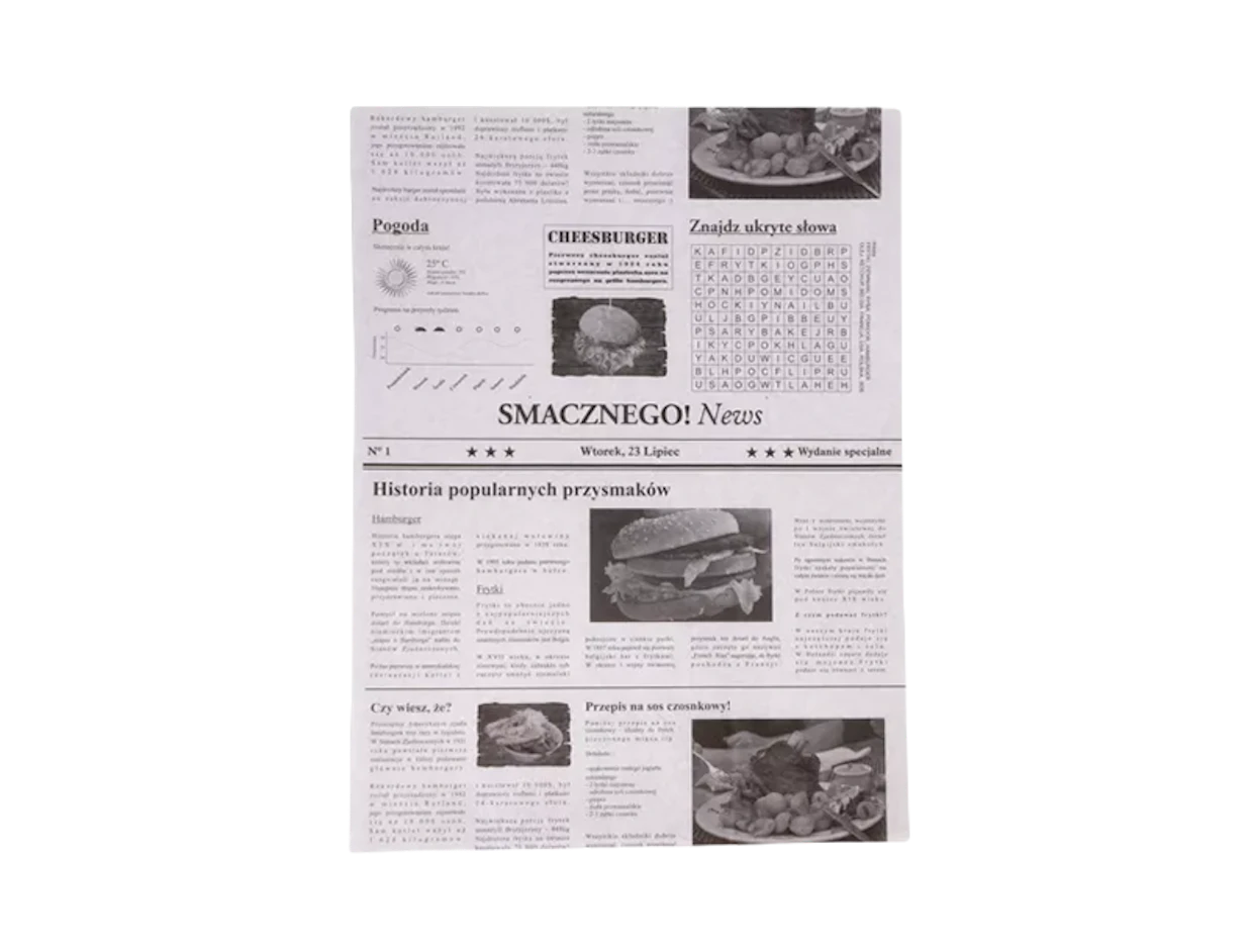 Hojas de papel "periódico" recubiertas con film de PE 30×40 cm 35g 1