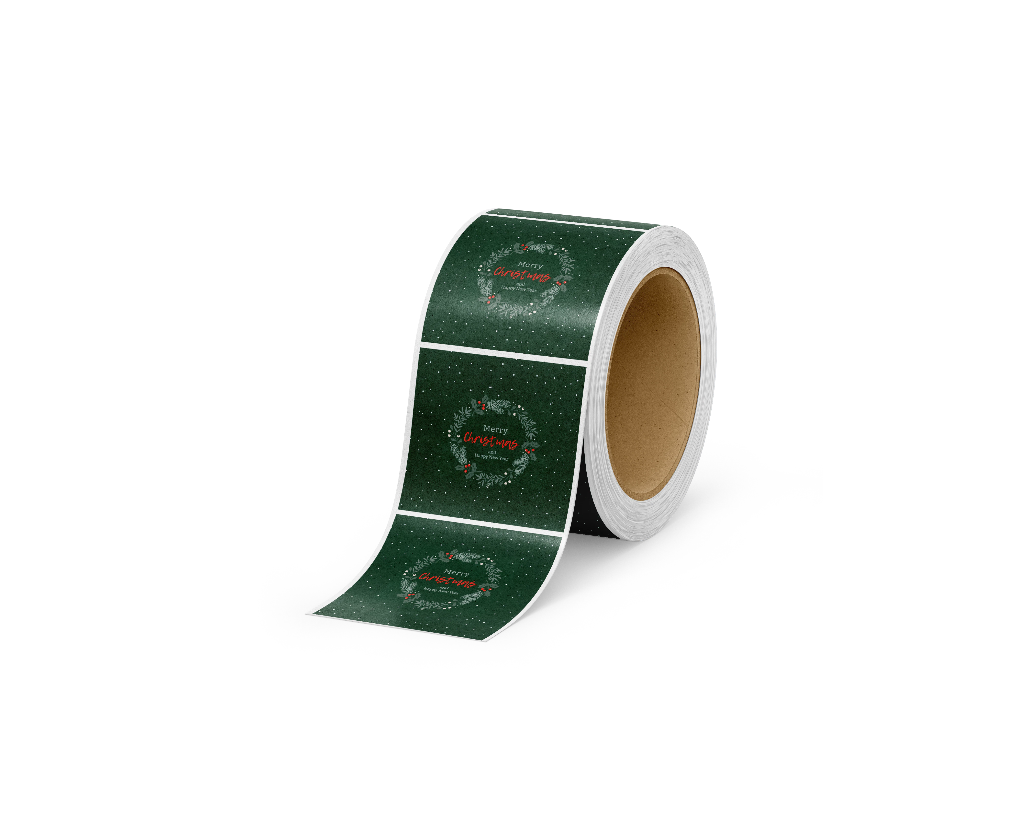Custom Christmas Square Labels on a Roll
