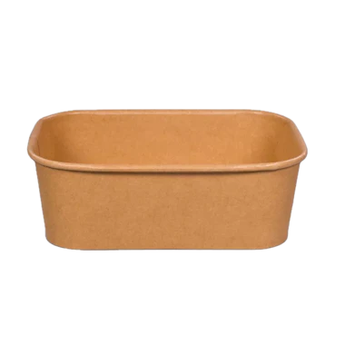 Paper salad container, rectangular,brown 500 ml