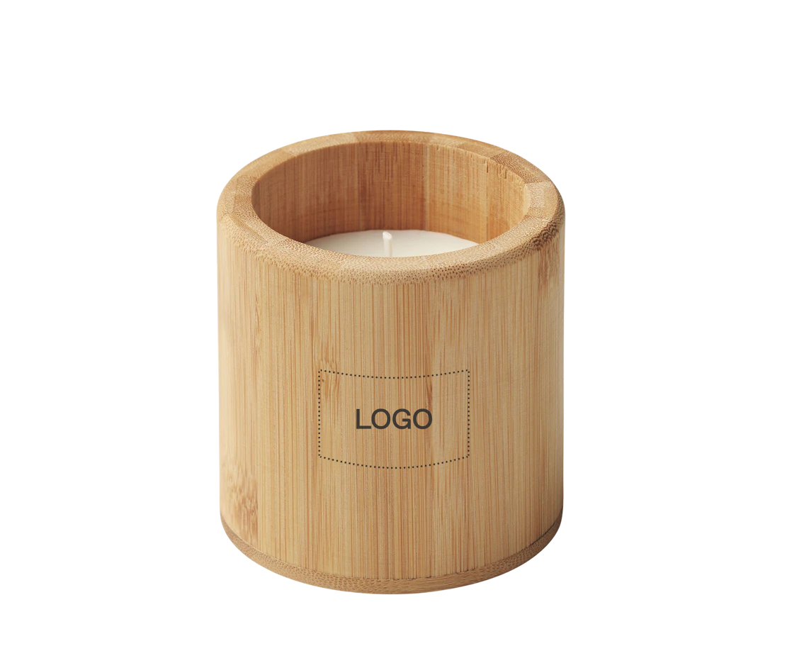 Individuelle Kerze aus pflanzlichem Wachs im Bambusbehälter 160 g 1