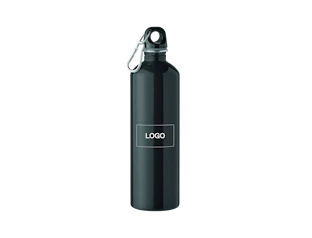 Individuelle einwandige Flasche aus recyceltem Edelstahl 750 ml mit Karabiner
