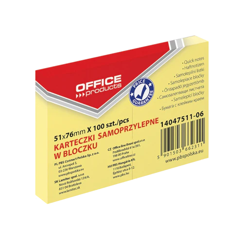 Папір для нотаток клейкий OFFICE PRODUCTS, 51 x 76 мм