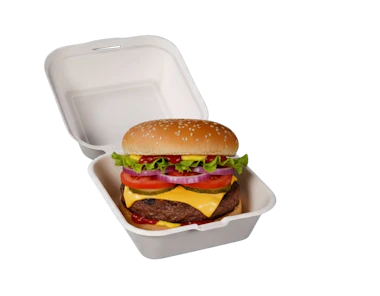 Burgerbox made of cane pulp 154x154x80 mm