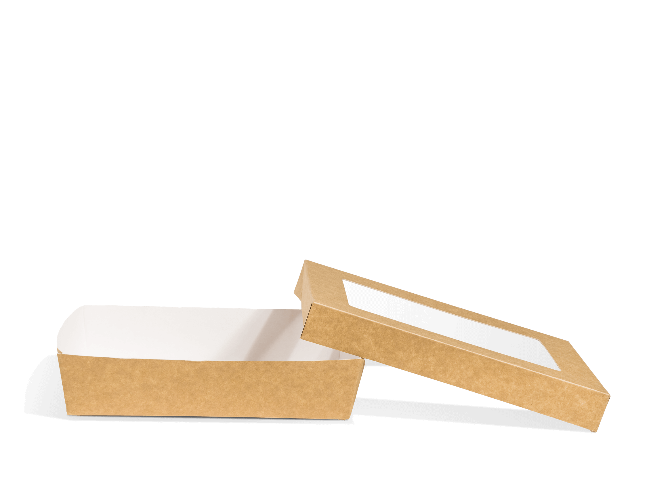 Takeaway-lådor av papper med fönster (kraft)