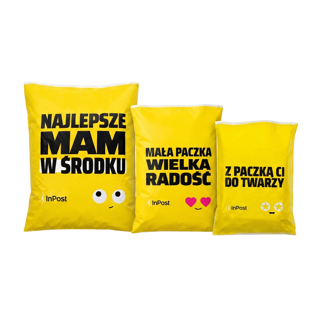 Zestaw 4 - Mix foliopaków kurierskich z logo InPost 450 szt.