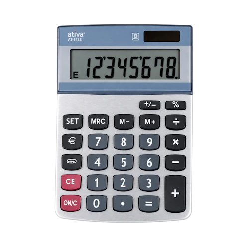 Calculatrice de bureau Ativa AT-812E 8 chiffres argent