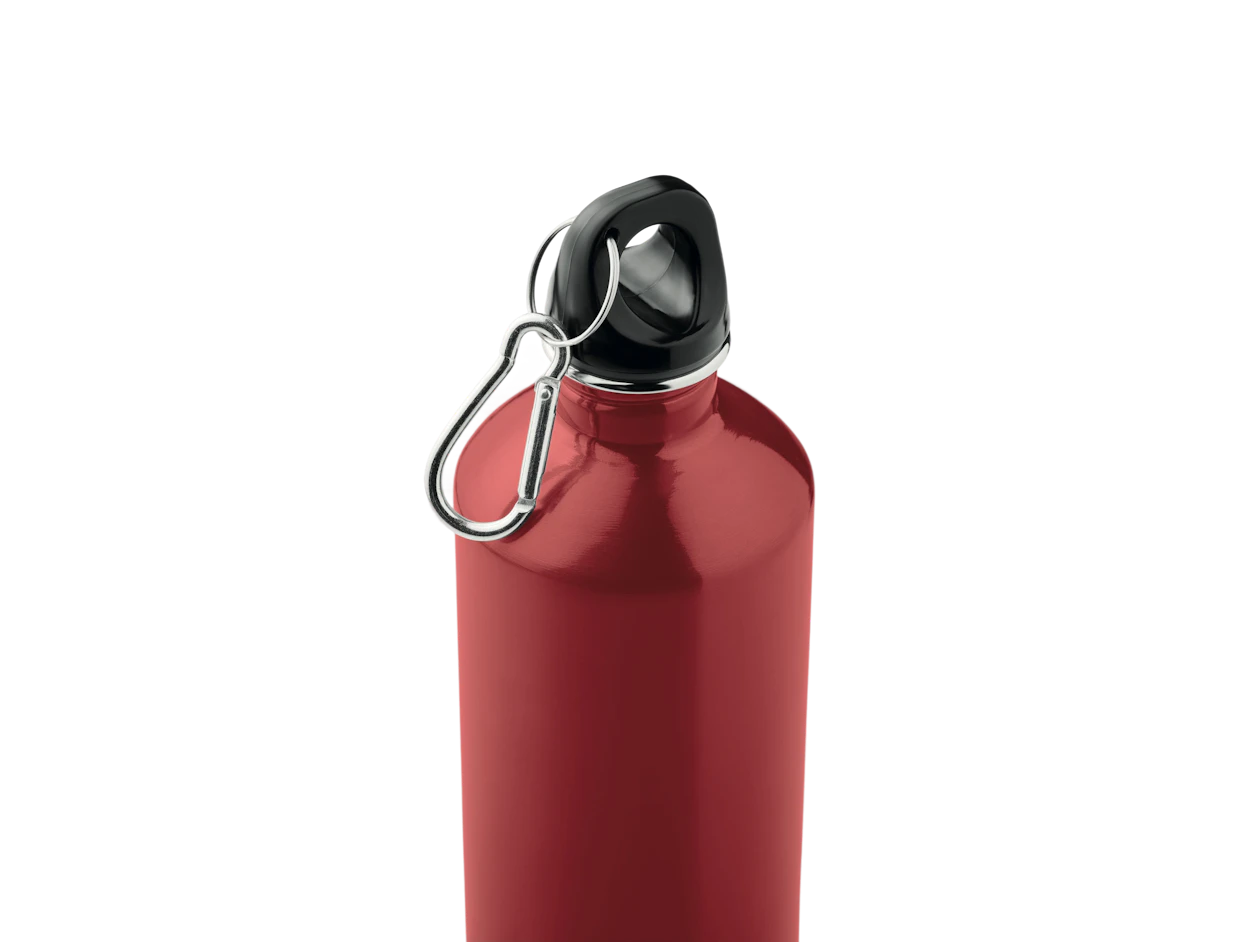 Individuelle einwandige Flasche aus recyceltem Edelstahl 750 ml mit Karabiner 2