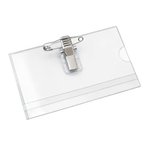 Porte-badges Grand GR-50 avec clip et épingle 90 x 55 mm transparents (50 pcs)