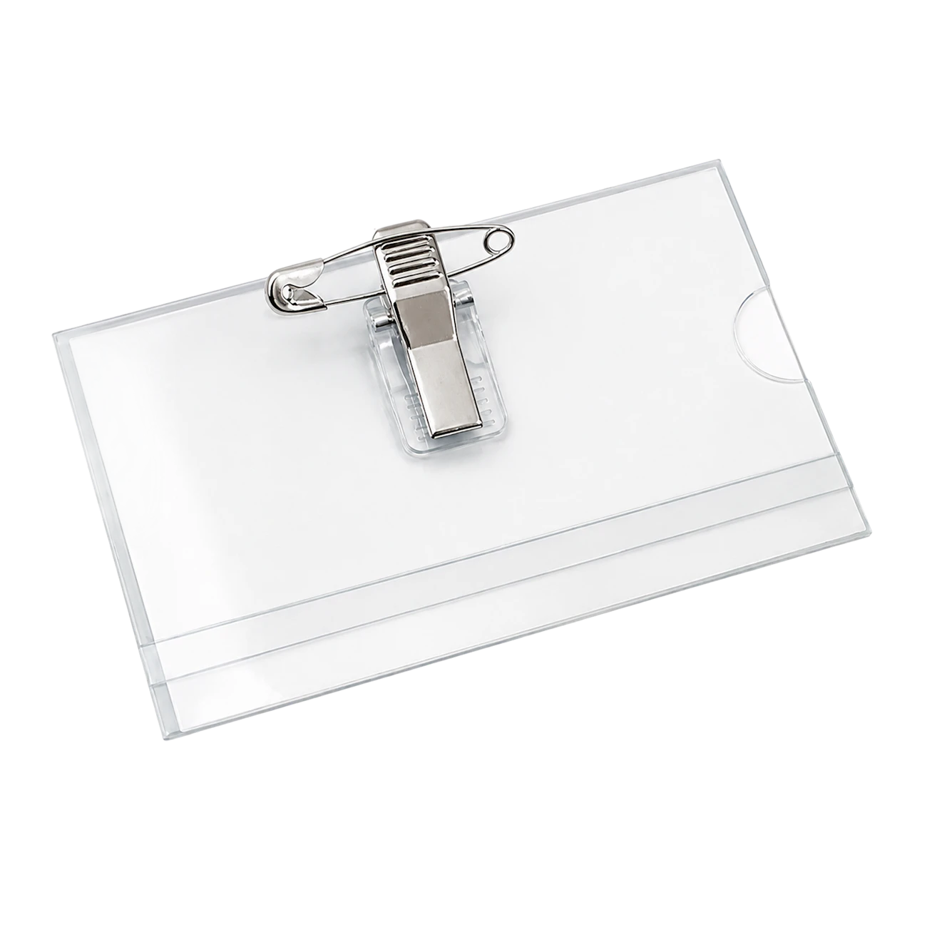 Grand GR-50 ID Badge Holders with clip and pin 90 x 55 mm clear (50 pcs)