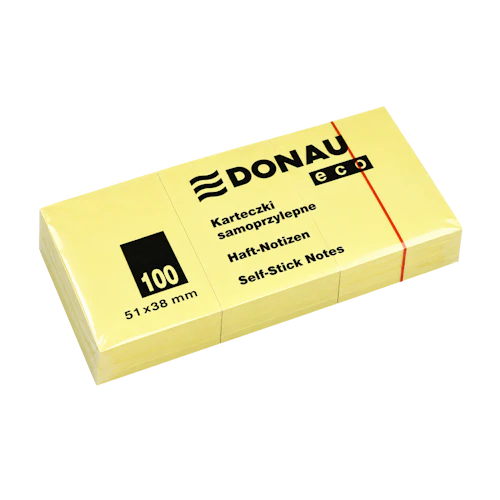 Notes adhésives Donau Eco 38 x 51 mm jaune clair (3 x 100 pcs)