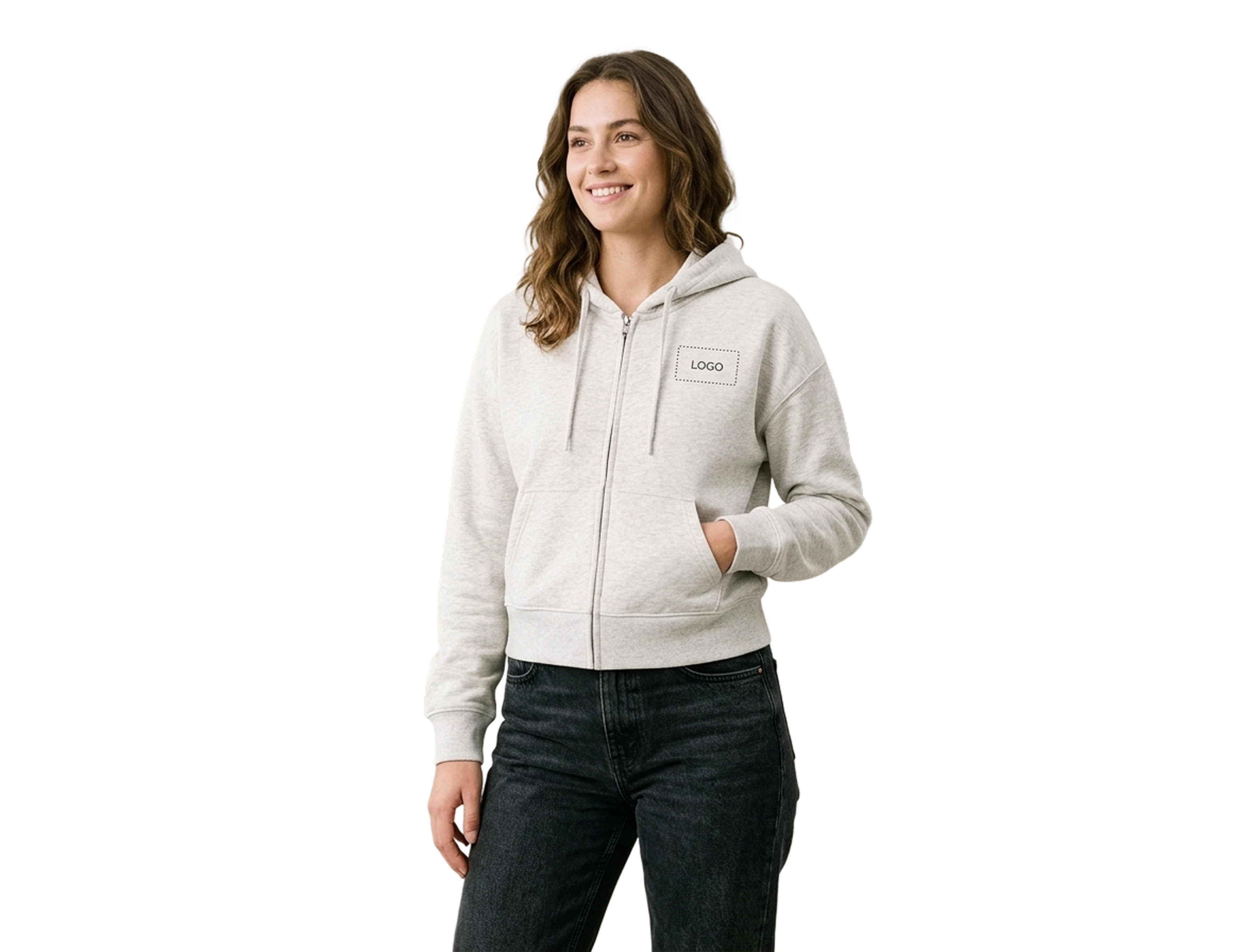 Custom Women Cotton Zip Hoodie