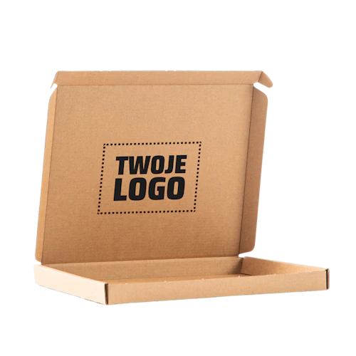 F46 Pudełko fasonowe 24.5×19.4×2.2cm Brązowe z logo