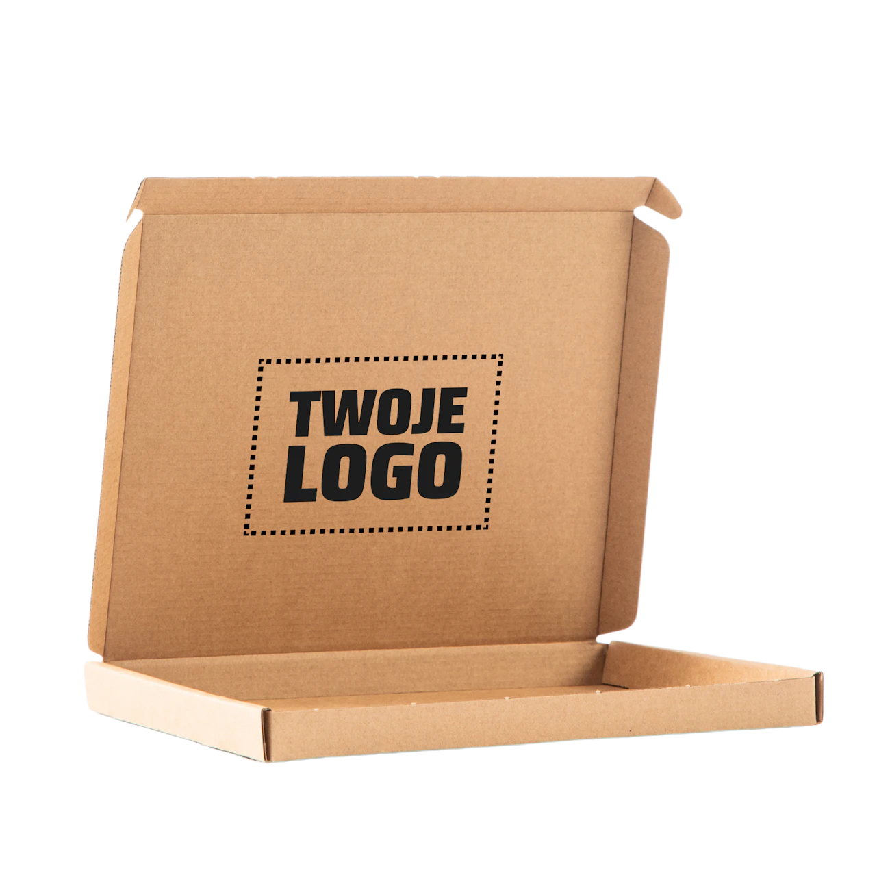 F46 Pudełko fasonowe 24.5×19.4×2.2cm Brązowe z logo