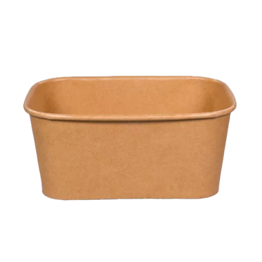Paper salad container, rectangular, brown 1000 ml