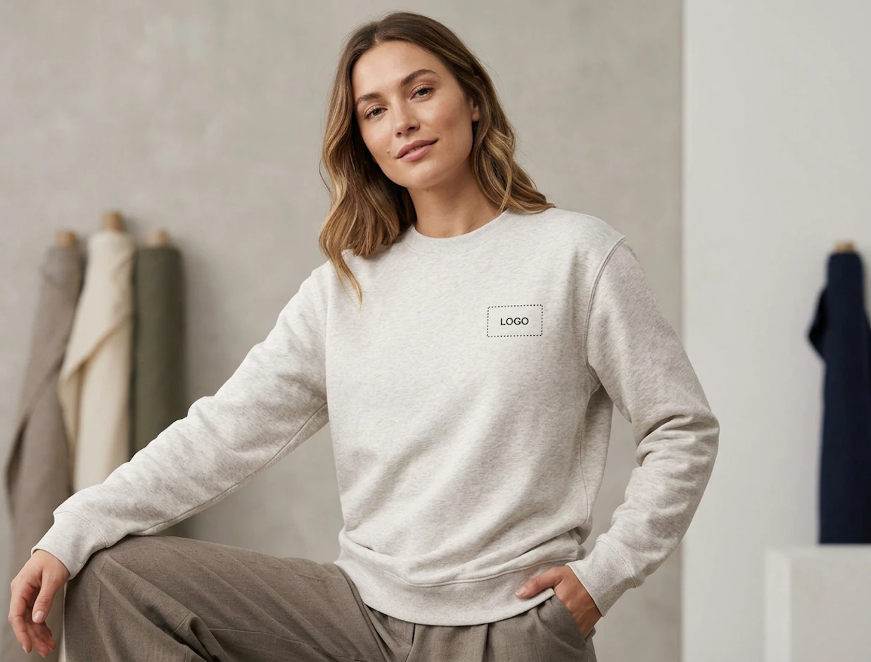 Sweats sans capuche unisexe en coton biologique personnalisé 3