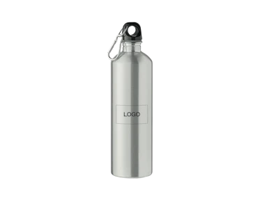 Individuelle einwandige Flasche aus recyceltem Edelstahl 750 ml mit Karabiner