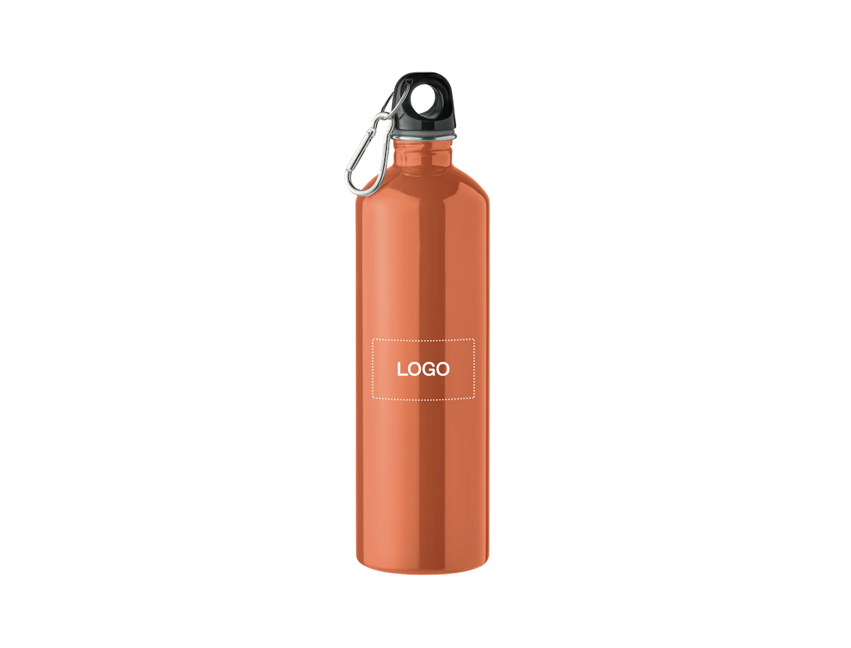 Bouteille simple paroi en acier inoxydable recyclé avec mousqueton 750ml personnalisée 1