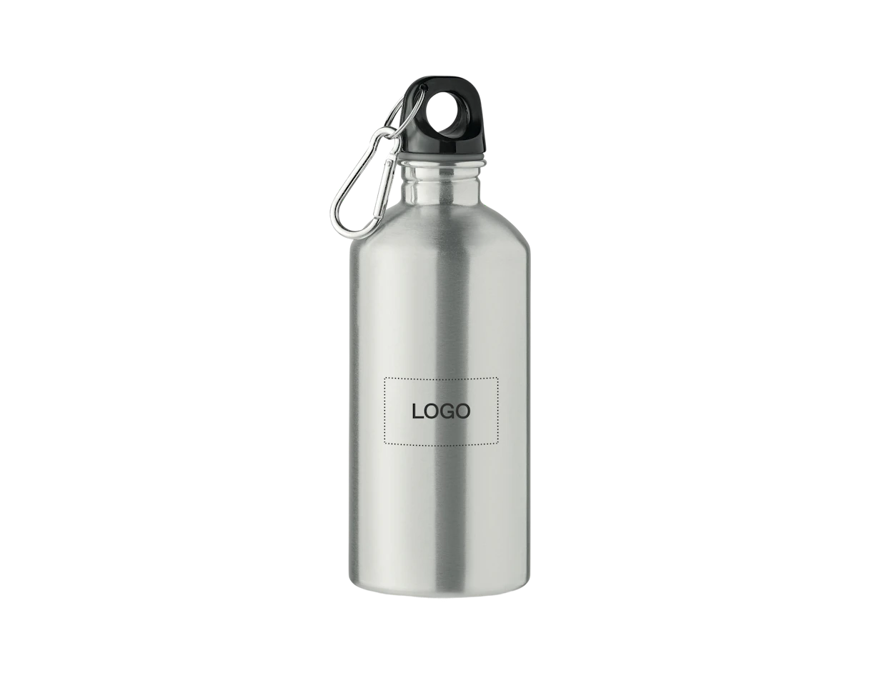 Bottiglia acciaio inox parete singola con moschettone 500ml personalizzata 1