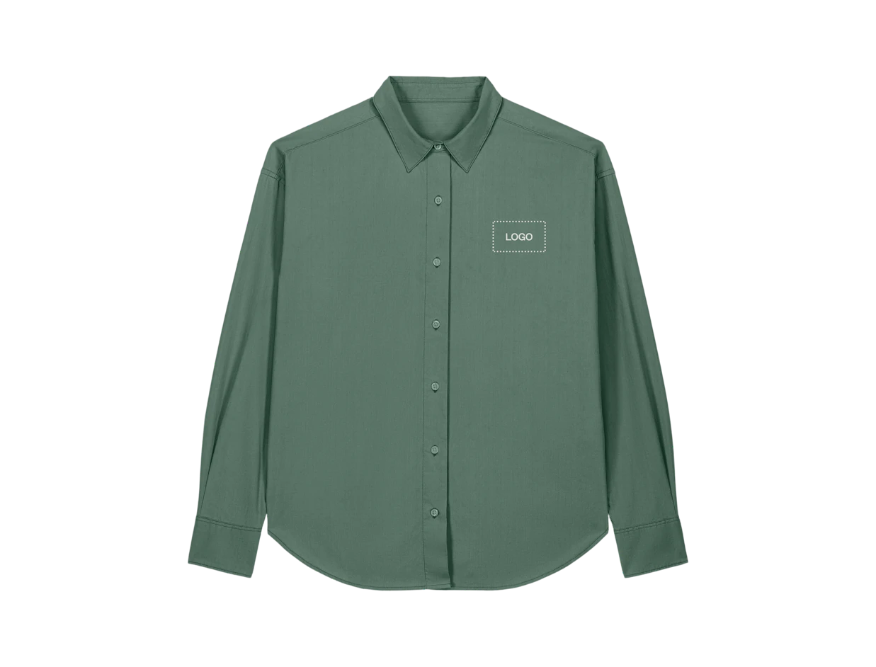 Camicia unisex in cotone biologico pesante con colletto classico personalizzata 1