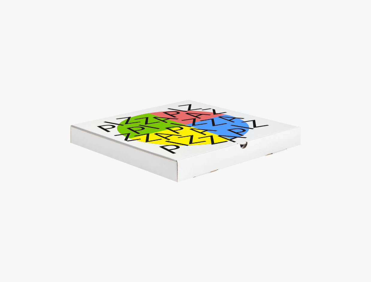 Scatola per pizza personalizzata Bianco-Marrone 34x34x4 cm, stampa superiore 2