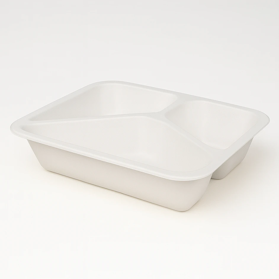 3-geteilte weiße Lunchbox 227×178×50 mm 1