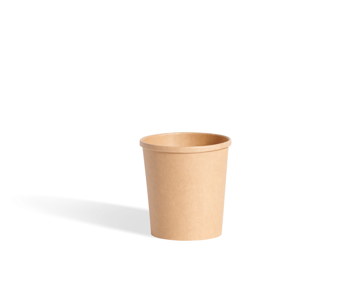 Recipiente de papel para sopa, marrón 350 ml, diámetro 98 mm 1