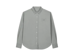 Individuelles Unisex schweres Hemd aus Bio-Baumwolle mit Kentkragen