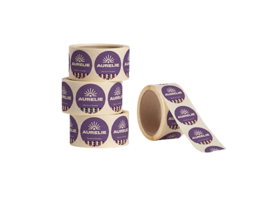 Etiquetas redondas personalizables en rollo para embalajes de ropa