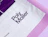 Close-up of a white poly mailer with purple grid lines and 'Poly Mailer' typography, branded with Packhelp on a pink background