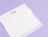 Close-up view of a folded white padded envelope with a die-cut handle and metallic silver interior lining on a light purple background
