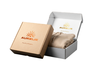 Caja de envío personalizada con estampación en caliente para sudadera