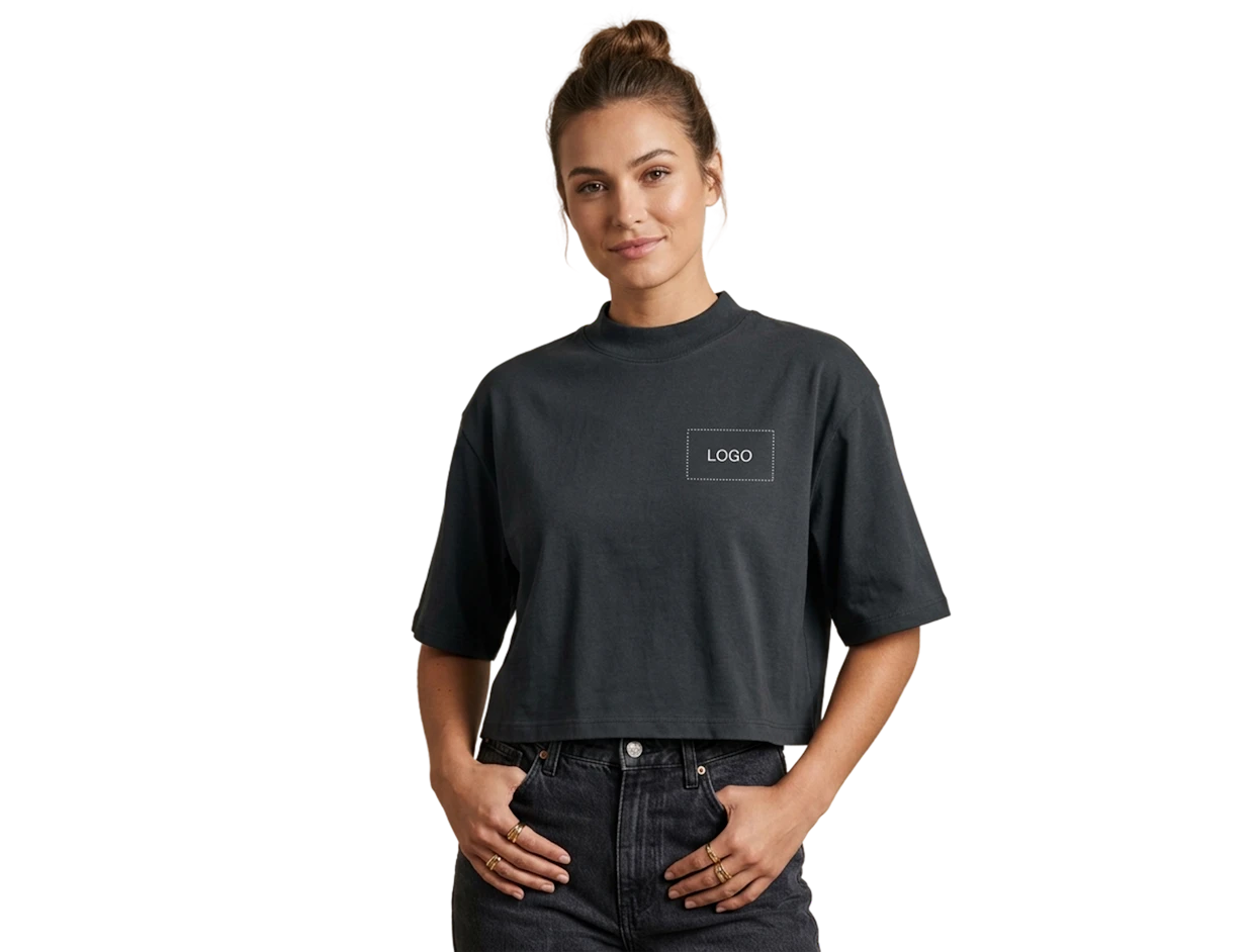 T-shirt femme en coton recyclé épais personnalisé 3