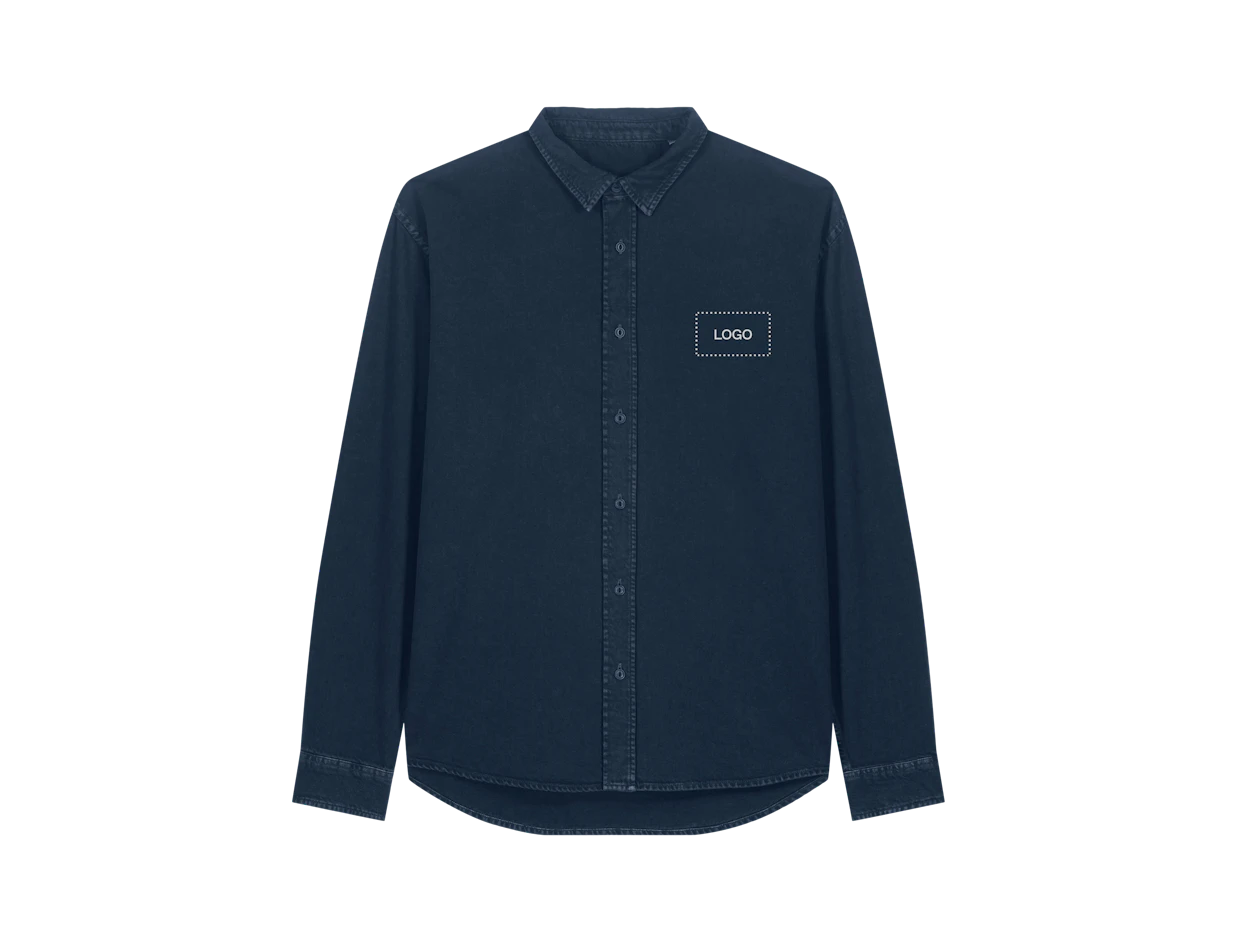 Individuelles Unisex schweres Hemd aus Bio-Baumwolle mit Kentkragen 1