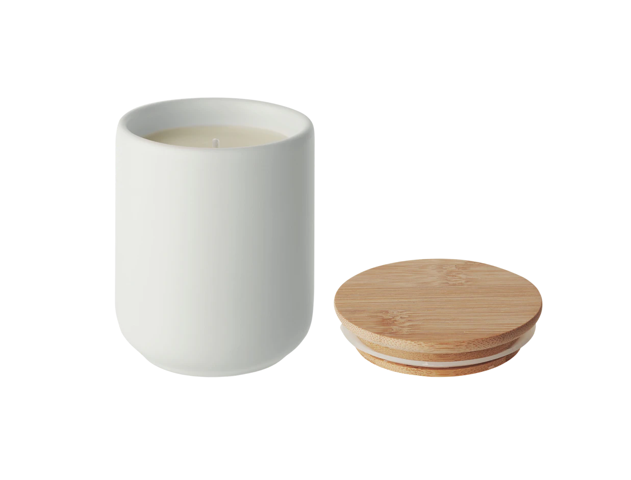 Individuelle Kerze aus pflanzlichem Wachs im Steinzeug 200 g 3