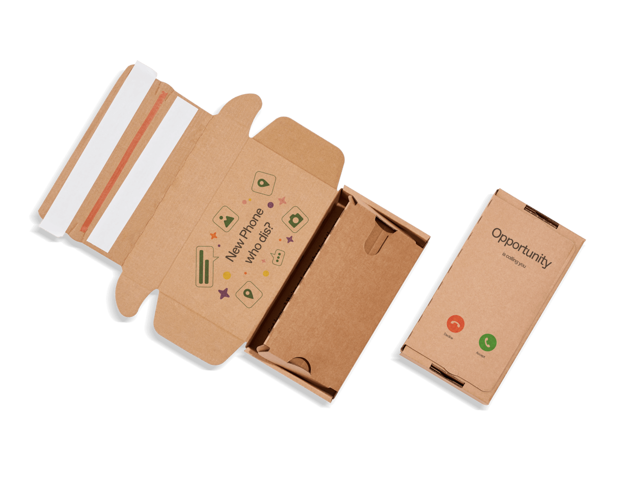 Individuell bedruckte Box für Telefon