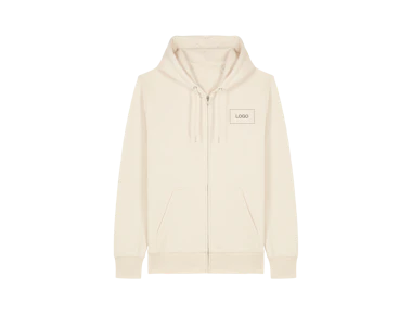 Sudadera con capucha unisex algodón orgánico efecto washed con cremallera personalizada