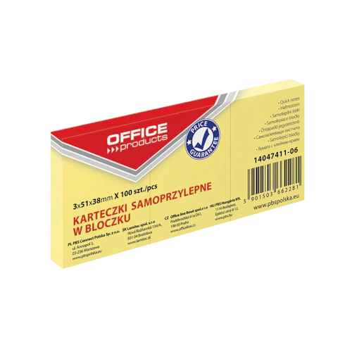 Папір для нотаток клейкий OFFICE PRODUCTS, 38 x 51 мм